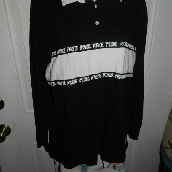 PINK Victoria's Secret Collared Long Sleeve Polo Shirt  Women's M 🆕⌚📦🏃💨🚚 - Picture 2 of 16